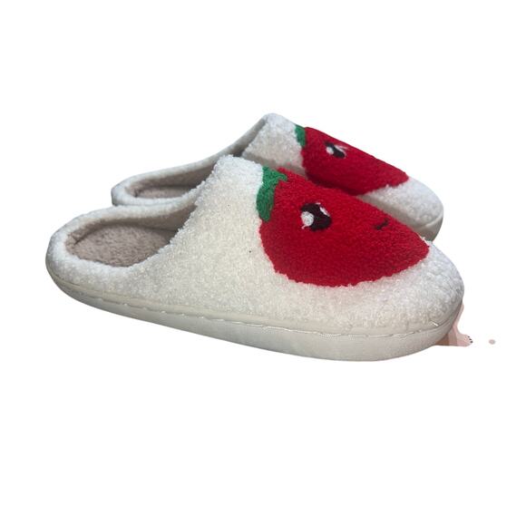 Ella & Joy Women's Slippers White with Strawberries Slip On Cozy Size M (8) New - Picture 3 of 5